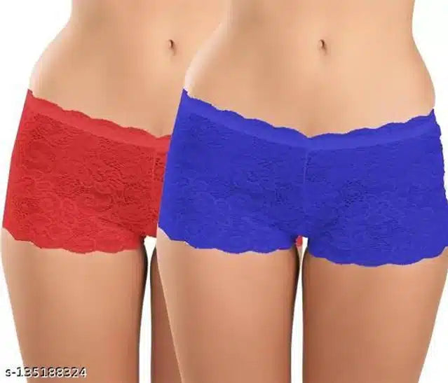 Net Briefs for Women (Red & Blue, 8XL) (Set of 2)
